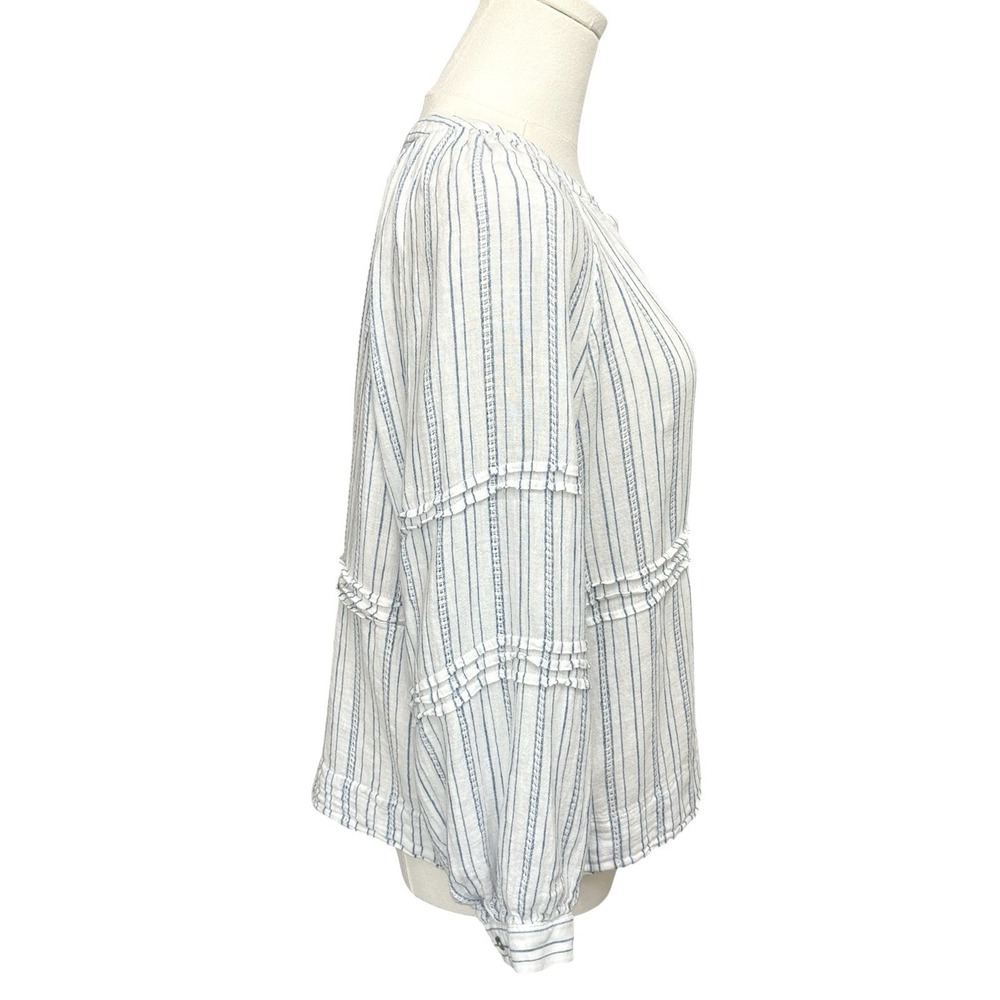 Rails Frances Sonoma Stripe Sz M Balloon Sleeve  Button Down Linen Blend - Picture 6 of 16